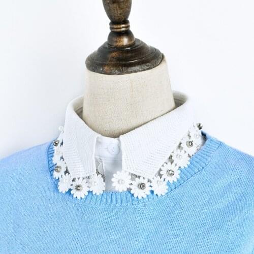Linbaiway Women Shirt Lapel False Fake Collar Detachable Collars Decorative Blouse Tops Removable Faux Col Black Nep Kraagie