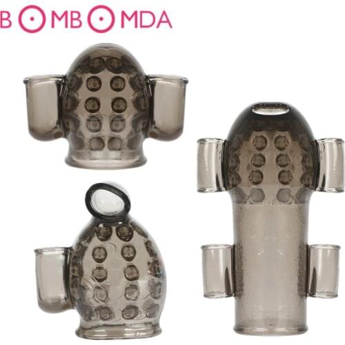 Penis Extender Sleeve No Vibrator Penis Massager for Men Adult Sex Toys Enhancement Delay Lasting Erection Male Masturbation