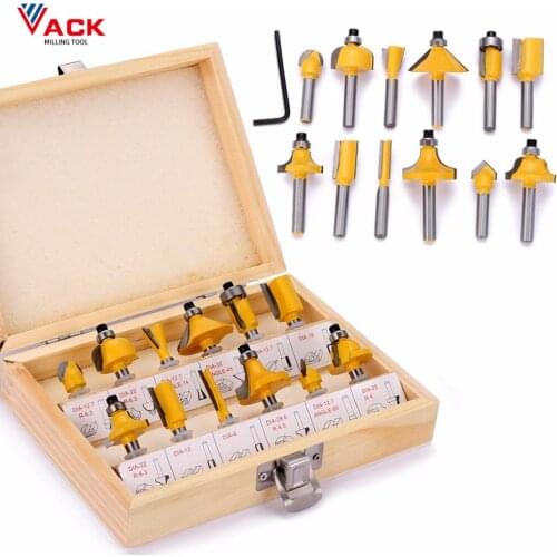 VACK 12pcs Milling Cutter Router Bit Set 1/4 shank Wood Cutter Carbide Mill Woodworking Trimming Engraving Carving Cutting Tools