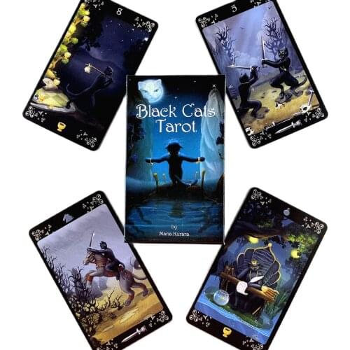 Black Cats Tarot Deck Leisure Party Table Game High Quality Fortune-telling Prophecy Oracle Cards With Guide Book