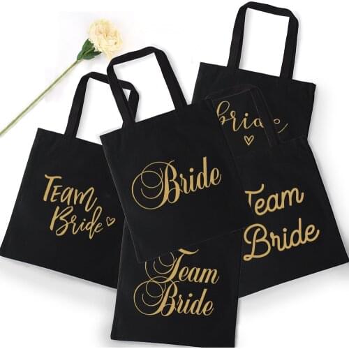 Bride Team Gold Print Tote Bag Canvas Shopping Bag Bachelorette Party Maid of Honor Wedding Party Bridal Party Gifts Fashion