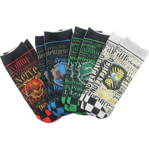 ZF2122 1pair Magical School Wizard Student Cotton Print Sock Lion Snake Fox Socks Fashion Cartoon Comfortable Unisex Sock