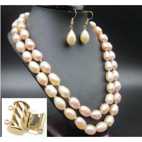 HUGE AAA 11x13MM SOUTH SEA GOLD PINK PEARL NECKLACE 36"EARRING 14k YELLOW