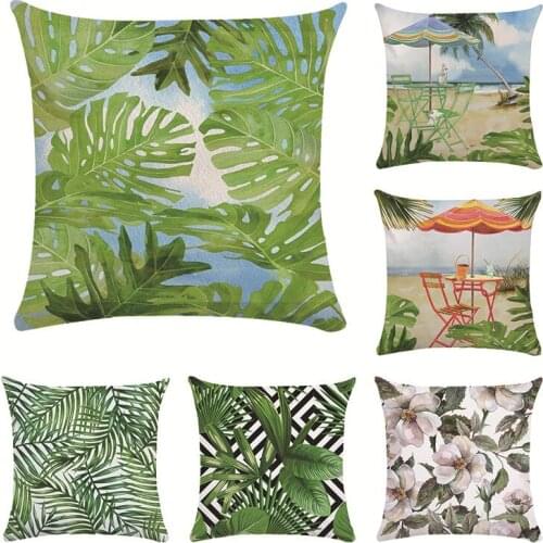 Tropical Pillow Cover Cushion Case Green Leaf of Tropical Palm Bird Home Decorective Super soft Cushion Cover 45x45cm
