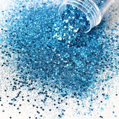 10Ml Sky Blue Dipping Powder Series Charm Glitter Holographic Nail Hexagonal Piece Irregular Powder Sequin Nail Art Decoration