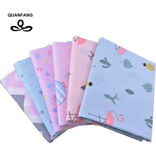 QUANFANG 6pcs/lot Cartoon Pattern/Twill Printed Cotto Fabric For Patchwork, DIY quilts Cloth Quilting Sewing Baby Children bird