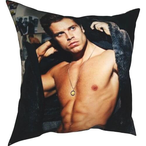 Sebastian Stan Blankets Pillowcase Soft Polyester Cushion Cover Gift Pillow Case Cover Home Zippered 40X40cm