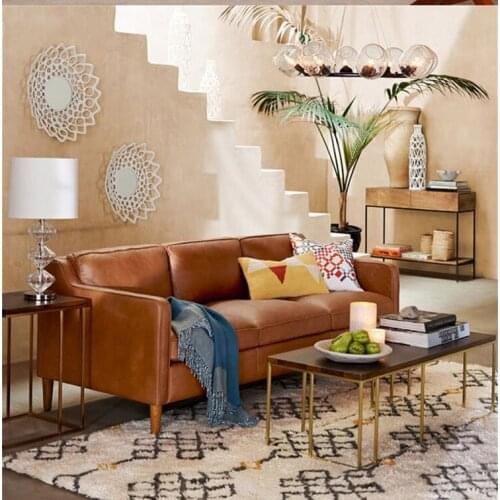 Homestay Nordic leather art sofa small apartment leather small sofa single apartment living room combination simple modern