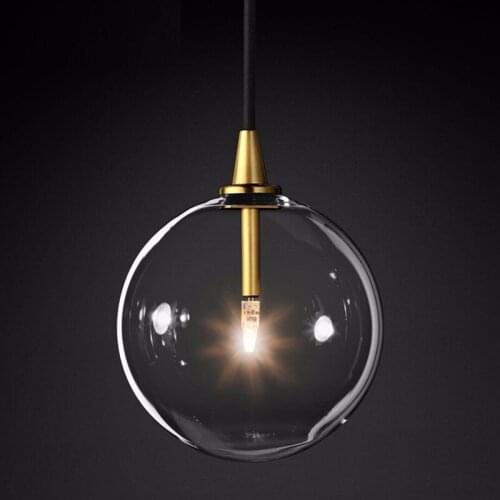 Modern Bubble Clear Glass Ball Pendant Light Vintage Loft Kitchen Island Living Room Bedside Simple Retro Suspension Lamp