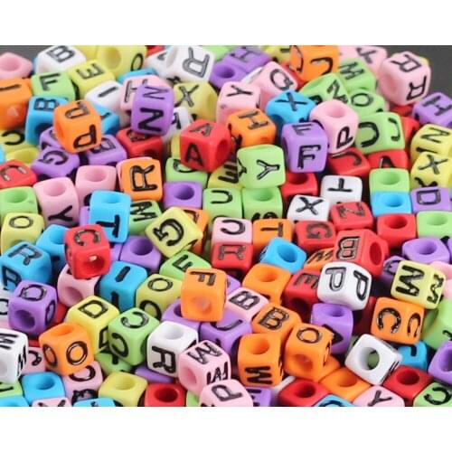 Tassina Big Hole 7mm 100 pcs DIY Bracelets Charms for Family loom Bracelet Rubber Bands Refills Cube Letter Beads Accessories