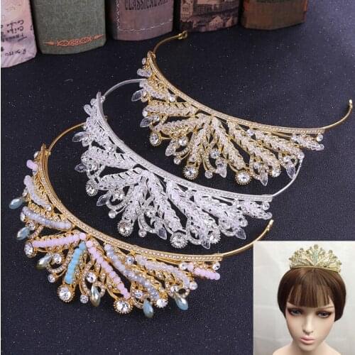 2020 Silver Gold Tiaras and Crowns Hair Band Women Wedding Crown Bride Accessories Jewelry Headband Hoop Tiara For Lovely Girls