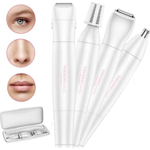 TOUCHBeauty Facial Hair Remover Electric Lady Shaver, 4 in 1 Nose Eyebrow Trimmer, Body Facial Hair Removal for Women TB-1753