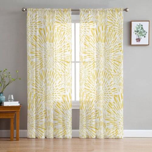 Fireworks Scattering Yellow Window Treatment Tulle Modern Sheer Curtains for Kitchen Living Room the Bedroom Curtains Decoration