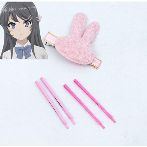 Anime Seishun Buta Yarou Series Sakurajima Mai Hair Clip Kawaii Lolita Girls Rabbit Cosplay Accessories Hairpin Pink Headwear