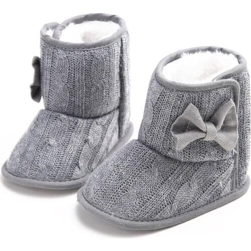 Winter Warm Baby Girl Boots Casual Cute Soft Solid Infant Prewalker Bow Plus Velvet Warm First Walkers Baby Shoes