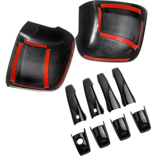 1 Set Black Mirror Covers +Door Handle For Jeep Grand Cherokee & for Dodge Durango