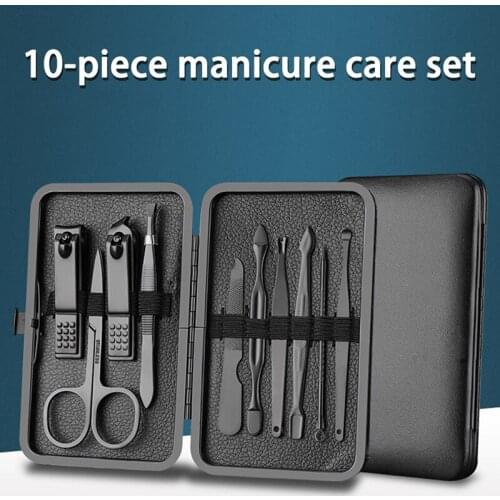 10pcs Manicure Cutters Nail Clipper Set Ear Spoon Nail Clippers Scissors Tool