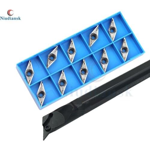 10pcs VCGT1604 Inner Hole Carbide Inserts 1pc S20R-SVQCR16 S25S-SVQCR16 Internal Turning Tool Holder S20R-SVQCL16 CNC Lathe Tool