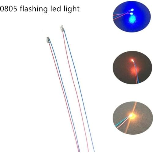 100pcs 0805 3v 30cm Led Light Flashing SMD Model Train HO N OO Scale Pre-soldered Micro Litz Wired LED For Diy Model Building