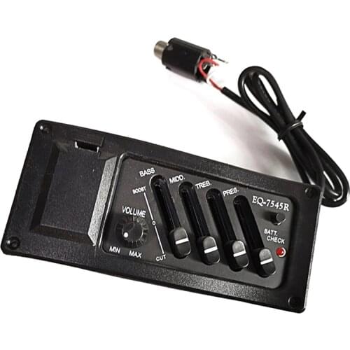 4-Band EQ Equalizer Piezo Pickup EQ-7545R Pre-Amp Acoustic Guitar Preamp Amplifier Tuner