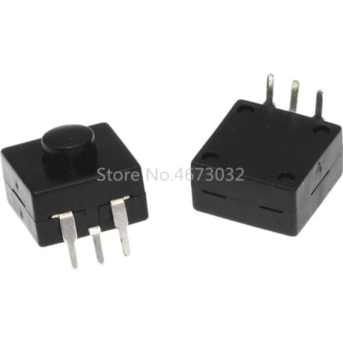 500pcs DC 30V 1A 3Pin Black Mini Push Button Switch for Electric Torch 3P Curved 2 On 1 Off Flashlight Switchs