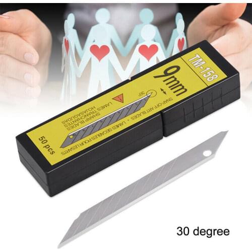 9mm 50Pcs 30 Degree Snap Off Art Knife Blade Car Sticker Paper Cutting Tools Vinyl Film Stainless Steel Replaceable Blades
