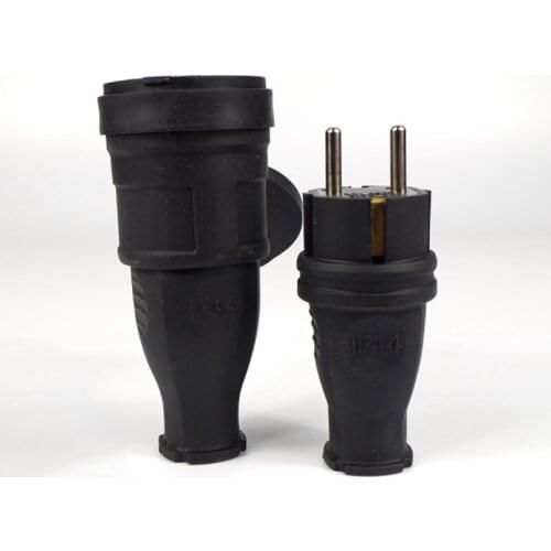 1Pair Waterproof Female EU Socket Electrical Male Schuko Plug 16A 250V AC Power Adapter Power Socket Industrial