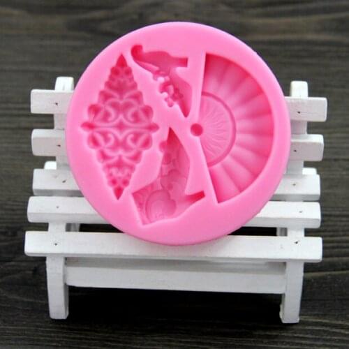 Free Shipping Fashion Heels Fondant Cake Silicone Baking Chocolate Chip Cookies Clay Mold DIY Cartoon Fan A599