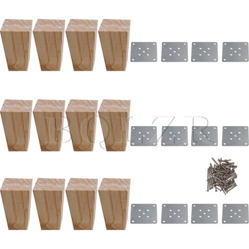 BQLZR 12pcs Wood Color Wood Trapezoidal Sofa Feets Furniture Legs 6x6x12cm