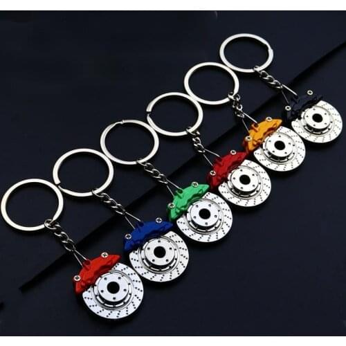 Luxury brake disc keychain zinc alloy mini style car key ring parts modified Ford auto parts car keychain