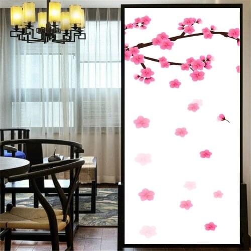 Privacy Windows Film Decorative Beautiful Flowers Stained Glass Window Stickers No Glue Static Cling Frosted Window Cling 71