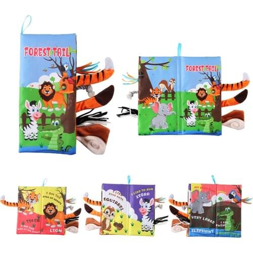 Baby Rattles Mobiles Toy Soft Animal Tails Cloth Book Newborn Stroller Hanging Toy Baby Early Learning Educational Toys