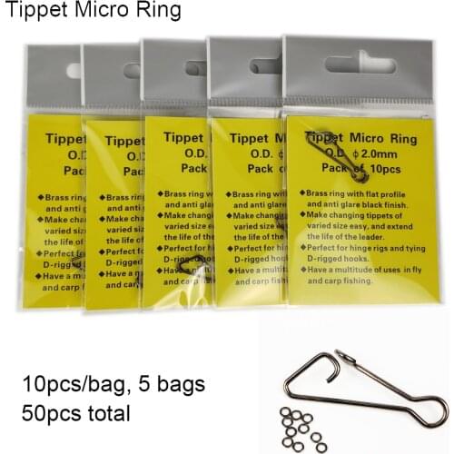 Eupheng 50pcs 2mm 3.1mm Fly Fishing Flat Round Black Nickle Tippet Micro Ring 10pcs per Pack 5 Pack For Fly Fishing NEW