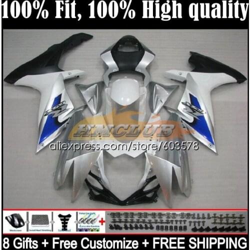 GSXR600 For SUZUKI GSXR 600 750 K11 11 12 13 14 15 16 17 7CL.8 GSXR750 2011 2012 2013 2014 2015 2016 2017 Fairings White silvery