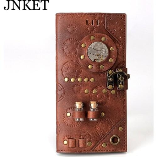 JNKET New Punk Ladys Long Purse Retro PU Leather Clutch Wallet Billfold Coins Purse Card Holder Notecase