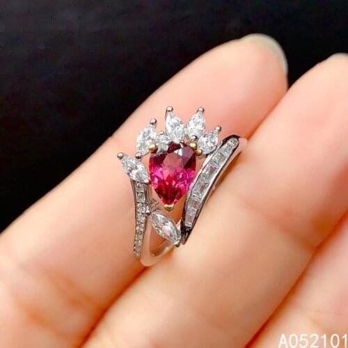 KJJEAXCMY fine jewelry S925 sterling silver inlaid natural Garnet new girl fashion gemstone ring support test Chinese style