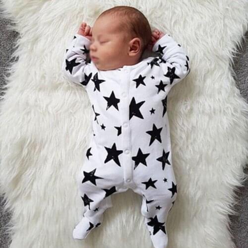 Newborn Baby Boys Girls Romper Star Printed Long Sleeve Winter Cotton Romper Kid Jumpsuit Playsuit Outfits Clothing