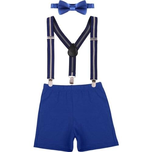 3pcs Set Baby Boy Girl Cake Smash Outfit Diaper Cover Shorts Pants Suspenders Bow Tie 1st Birthday Party Photo Props Baby Outfit