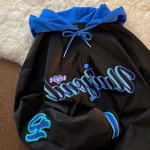 Womens Bomber Jackets Fashion Hooded Baseball Anorak Hip Hop Streetwear Jackets Female Casual Baseball Uniform Coats Clothing