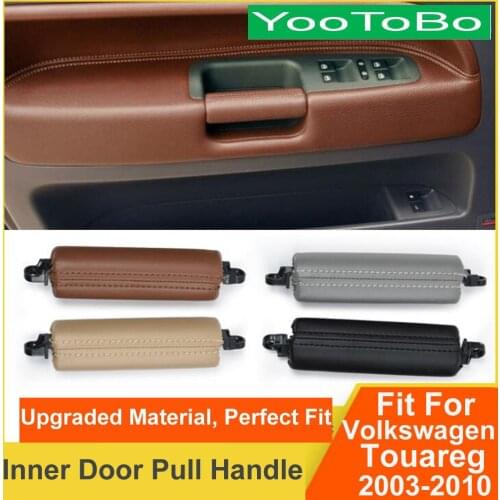 LHD RHD Genuine Leather Driver Side Interior Inner Door Pull Handle Trim Panel Trim Beige Black For Volkswagen Touareg 2003-2010