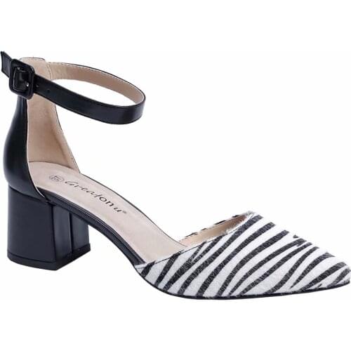 MaxMuxun Animal Zebra Print Party Dress Pump Adorable Low Block Heel Closed Toe Chunky Sandals