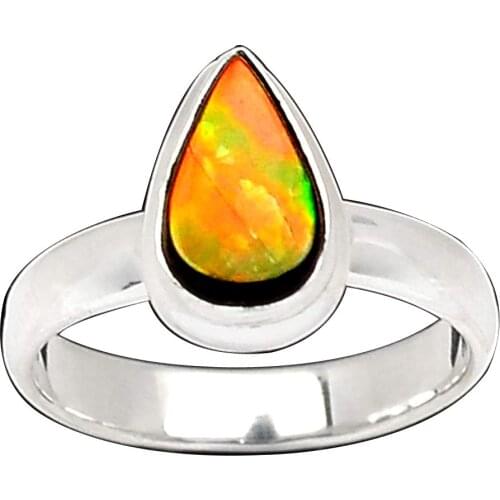 NiaoZaiFei YunZaiKan Genuine Ammolite Ring 925 Sterling Silver,USA Size :8, MHBAR3898