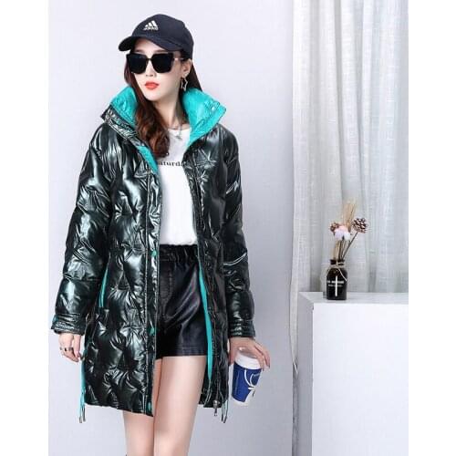 2021 New Winter Jacket Parkas Women Glossy Down Cotton Jacket Female Fashion Casual Cotton Padded Parka Outwear Female Overcoat