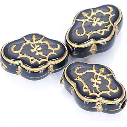 Wholesale 17*12*8 MM Vintage Inspired Ethnic Acrylic Antique Style Design Spacer Charm Bead For Diy Bracelet Jewelry Making