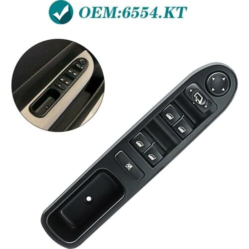 Electric Master Control Power Lifter Window Switch for 2000-2009 Peugeot 307 2004-2010 Peugeot 407 6554.KT 6554KT