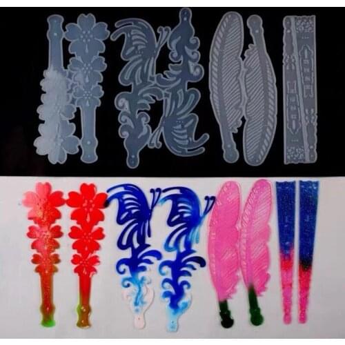 Feather Fan Silicone Mould DIY Foldable Fan Bookmark Resin Decorative Craft Jewelry Making Mold Epoxy Resin Molds Accessaries