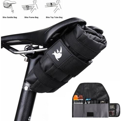 Portable Bicycle Tool Storage Bag Folding Bike Top Tube Bag Black Bike Frame Bag Road Mountain Bike Saddle Bag