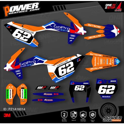 PowerZone Custom Team Graphics Backgrounds Decals 3M Stickers Kit For KTM SX SXF MX 16-18 EXC XCW Enduro 17-19 125 to 500cc 14