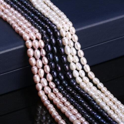 Freshwater Rice-shaped White Pearl Loose Beads 5-6 Mm For DIY Bracelet Earring Necklace Sewing Craft Jewelry Accessory