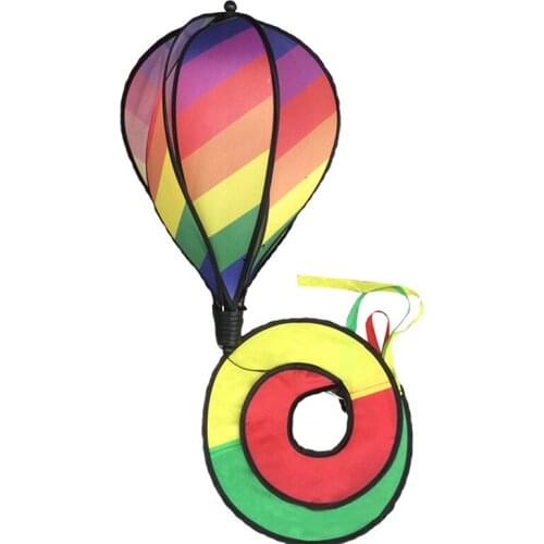 Rainbow Stripe Windsock Hot Air Balloon Wind Spinner Outdoor Garden Yard Decor